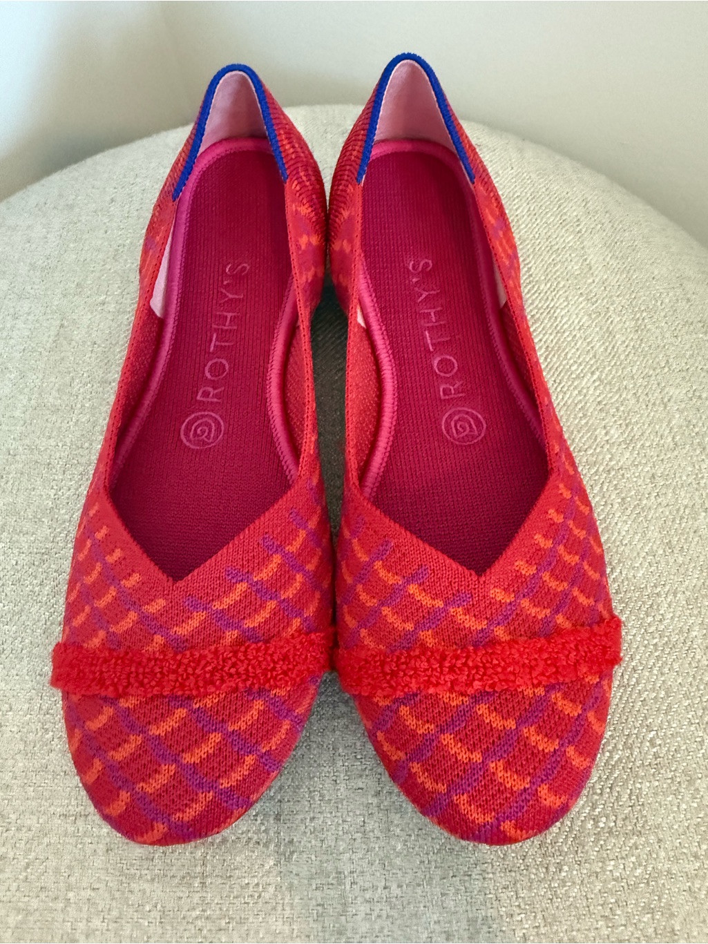 Rothy’s Retired-Pomegranate Grid Round Toe Ballet Flats-Nwot
